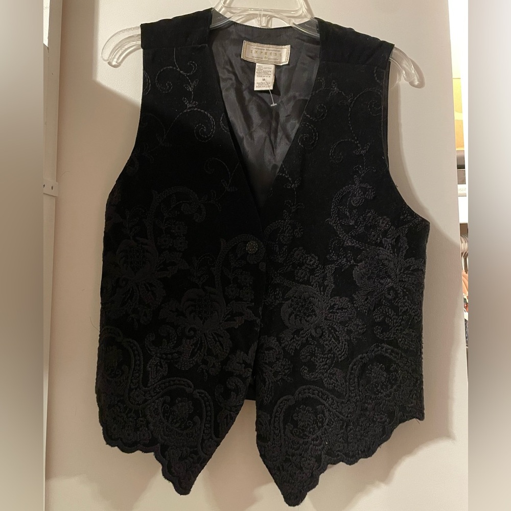 Vintage Express Embroidered Velvet Vest